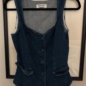 Reformation Denim Button Vest